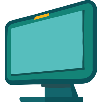 A computer monitor with a green screen png