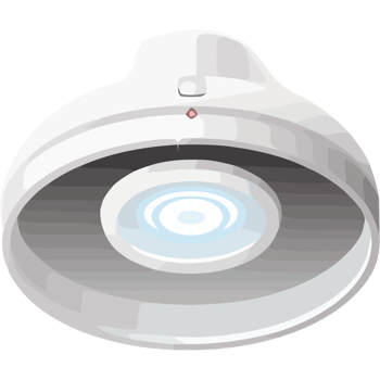 A white ceiling fan with a light on it png