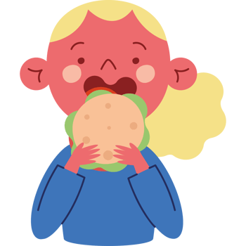 A girl eating a hamburger png