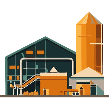 An illustration of a factory with a silo png