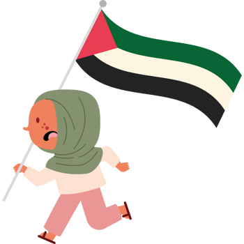 A cartoon girl holding a flag of palestine png