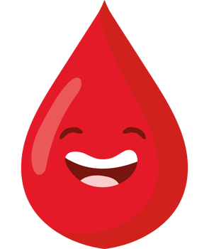 Blood drop with a smiley face png