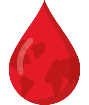 Blood drop with world map in it png
