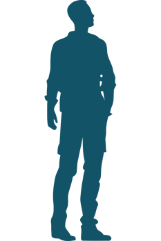 A silhouette of a man standing in a suit png