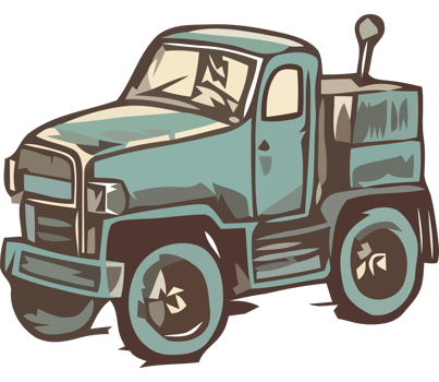 A cartoon truck with a flatbed trailer png