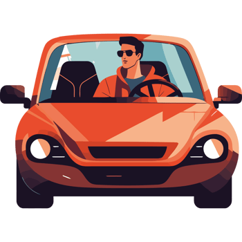 A man driving a car in a cartoon style png
