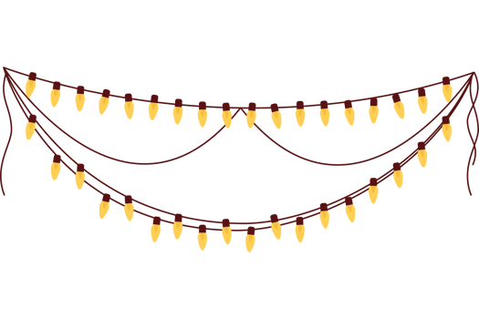 A string of lights hanging from a black background png