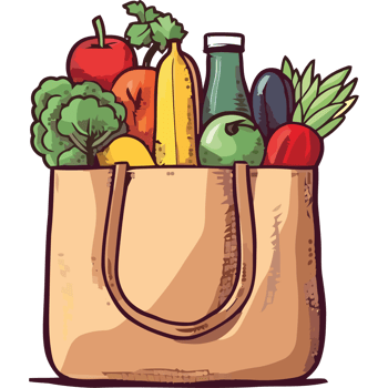 A shopping bag full of fruits and vegetables png