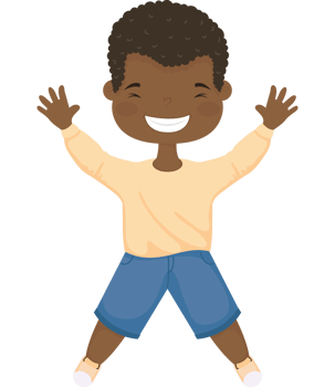 A cartoon boy jumping up and down png