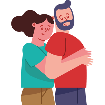 Couple hugging illustration png