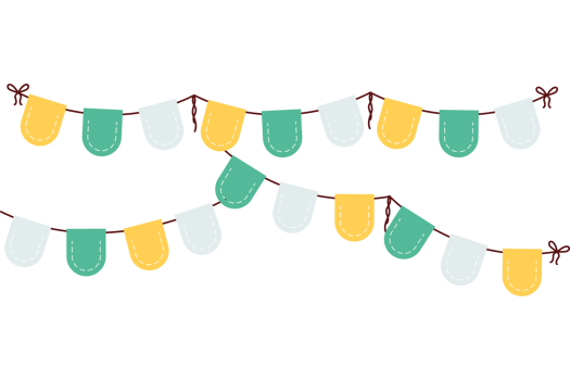 A string of colorful garlands hanging on a black background png