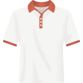 White polo shirt with orange collar png