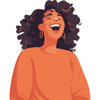 An illustration of a woman laughing png