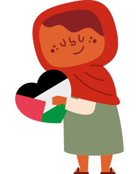 A cartoon girl holding a flag png
