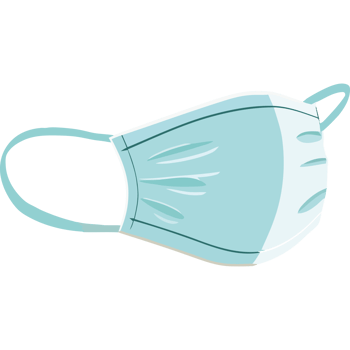 A blue surgical mask on a black background png
