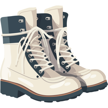 A pair of white boots with laces png