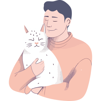 A man holding a cat in his arms png