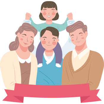 Family with banner illustration png
