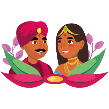 Indian couple with lotus flower png