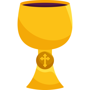 A golden chalice with a cross on it png