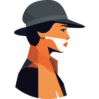 A woman in a hat and scarf png