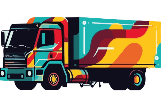 A colorful truck with a colorful design png