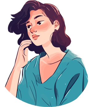 A woman with dark hair and a blue shirt png