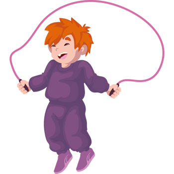 A cartoon boy jumping with a skipping rope png