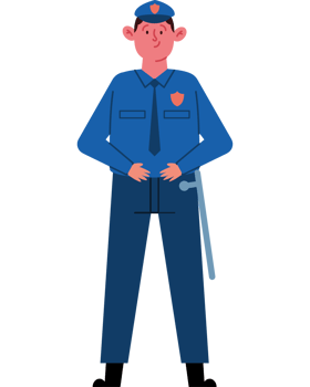 A cartoon police officer with a heart on his chest png