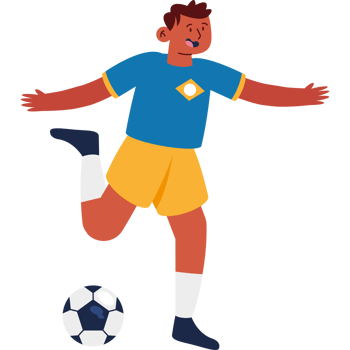 A cartoon soccer player is kicking the ball png