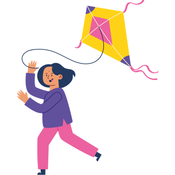 A woman is flying a kite with a pink ribbon png