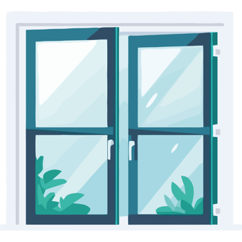 An open window with plants inside png