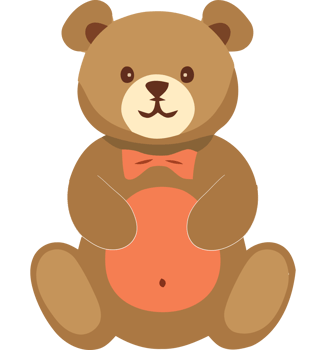 A brown teddy bear with an orange bow tie png