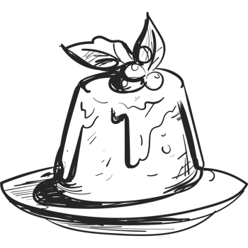 A black and white drawing of a pudding png