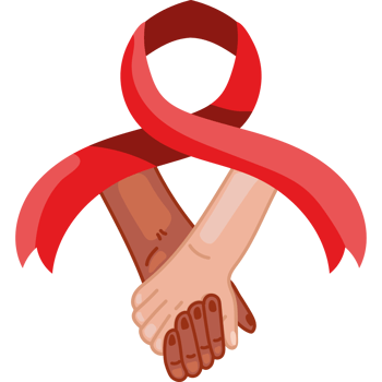 Two hands holding hands with a red ribbon around them png