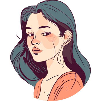 A girl with long hair and blue eyes png