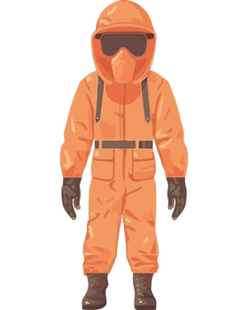 An orange gas mask and overalls png