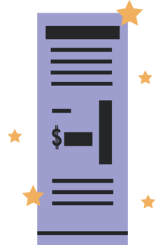 Illustration of a check with stars png