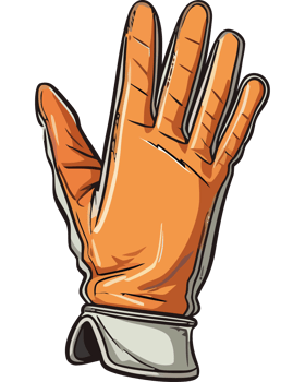 An orange glove with a white glove on it png