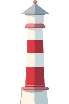 A red and white lighthouse with a black background png