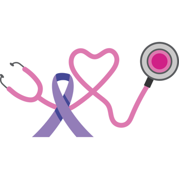 A purple ribbon and a stethoscope png