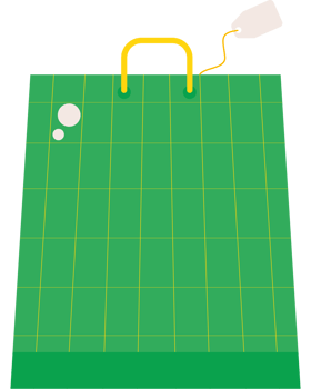 A green shopping bag with a white handle png