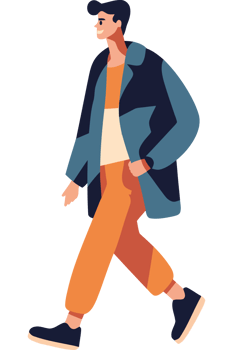 Man walking in the street illustration png