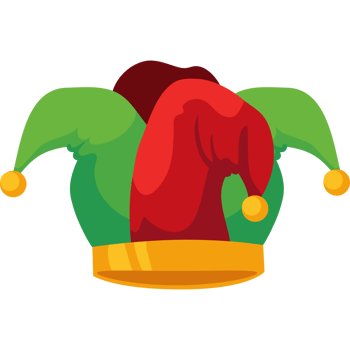 A jester hat with two red and green hats png