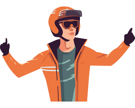 A man in an orange jacket and helmet is giving a thumbs up png