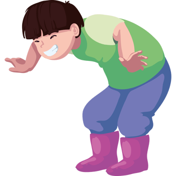A boy is bending down and looking up png