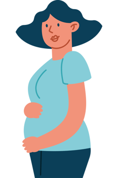 A pregnant woman with her hands on her stomach png