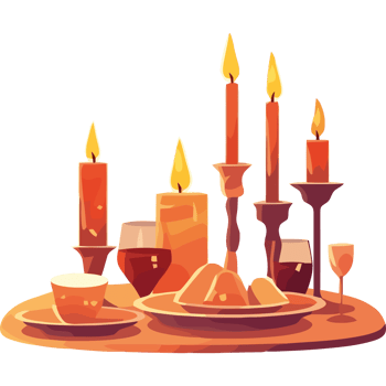 Candles and wine glasses on a table png