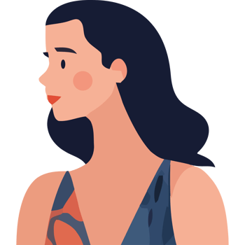 A woman in a floral dress with dark hair png