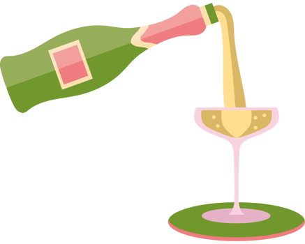 Champagne pouring into a glass png